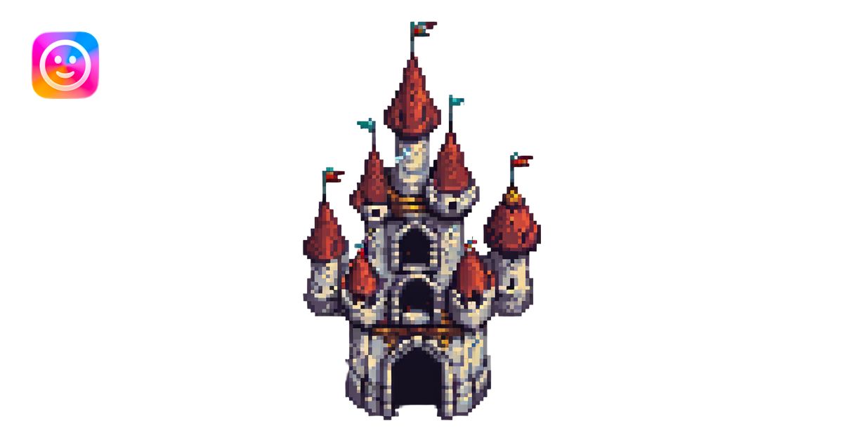 fantasy castle pixel art style illustration | AI Emoji Generator