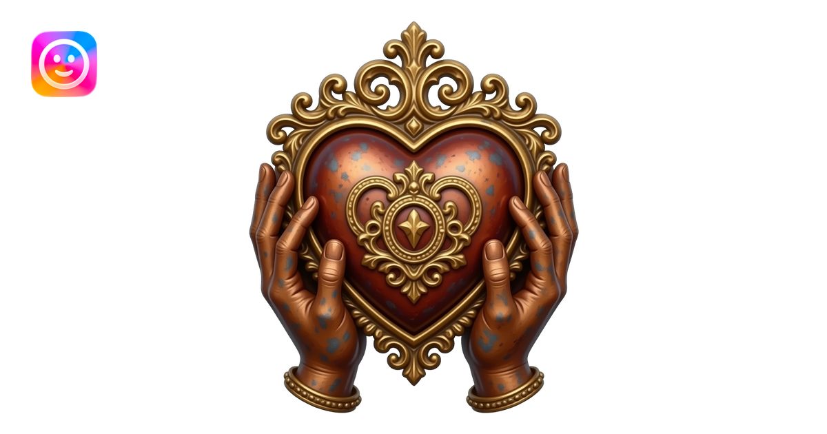 Two elegant, rusted female hands hold a bronze, highly ornate royal ...
