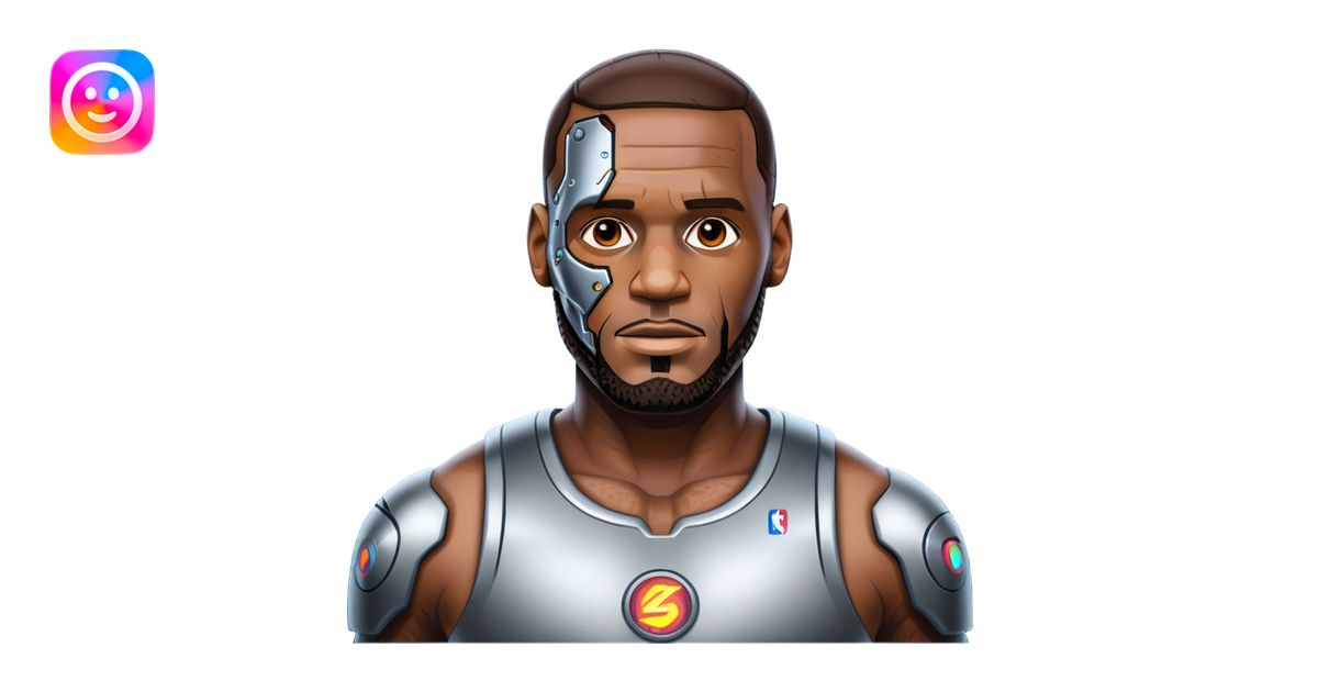 Lebron James as a half robot/cyborg AI emoji | AI Emoji Generator