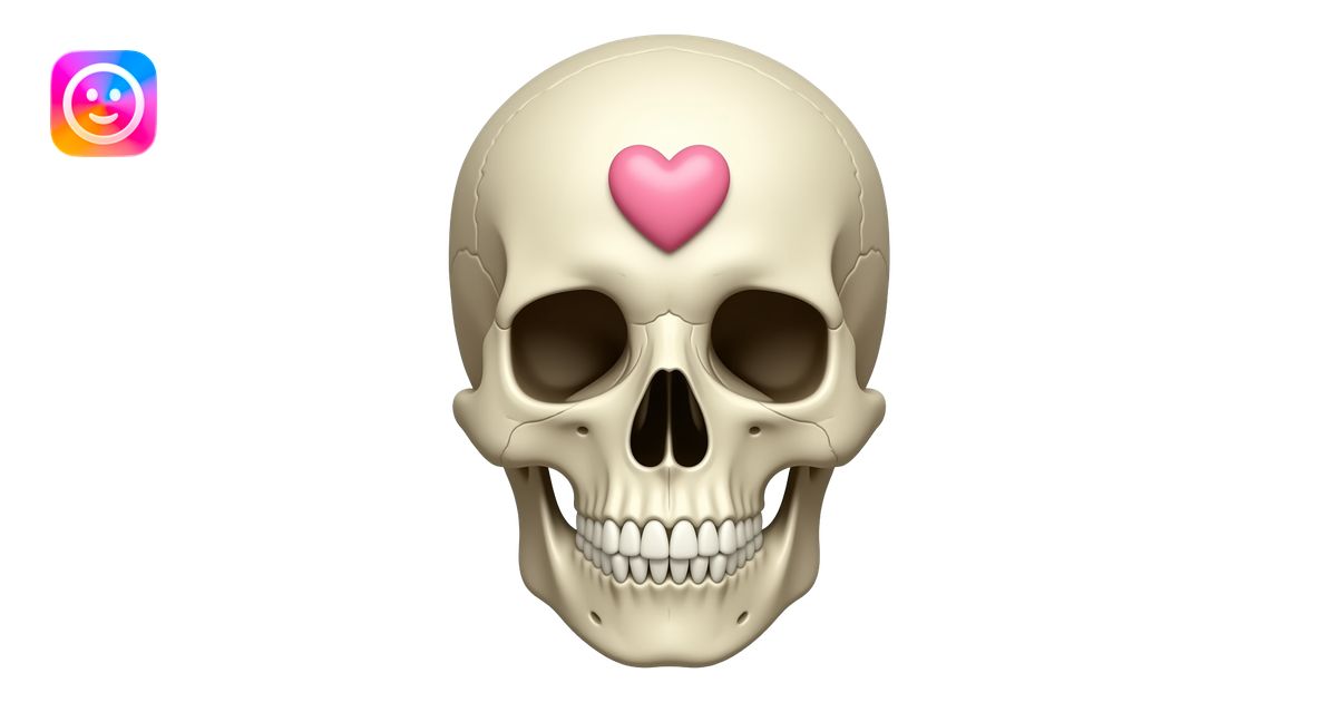 anatomy skull tiny pink heart on forehead emoji | AI Emoji Generator