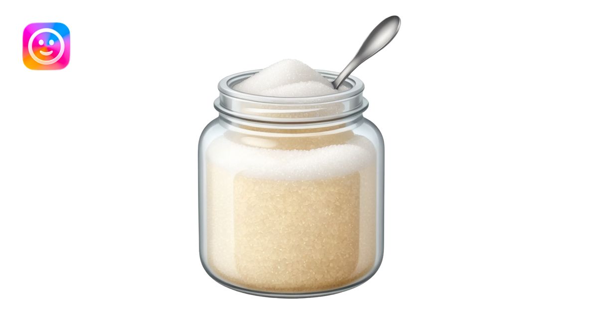 Jar of white sugar with spoon emoji | AI Emoji Generator