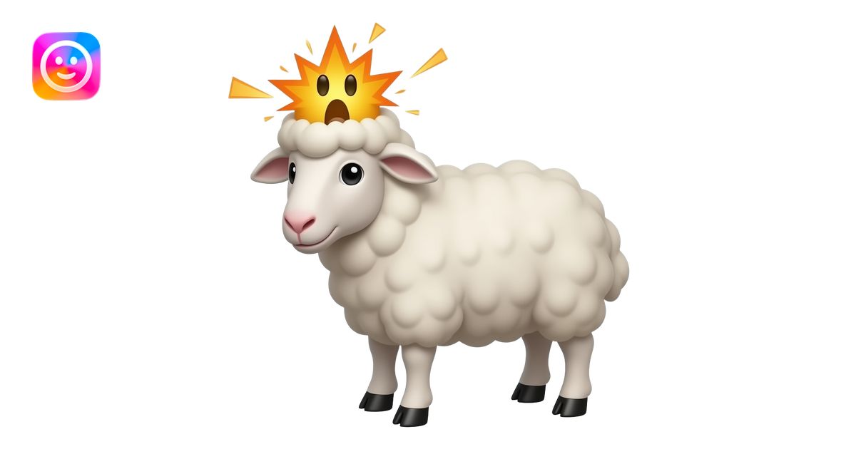 a sheep with exploding head like in the google EXPLODING HEAD emoji ...