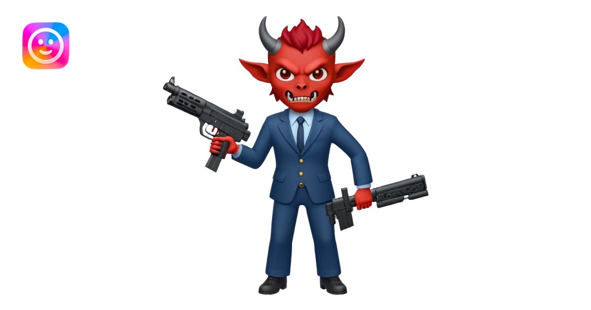 A Demon from hell that is dressed like a fbi agent with a machine gun ...