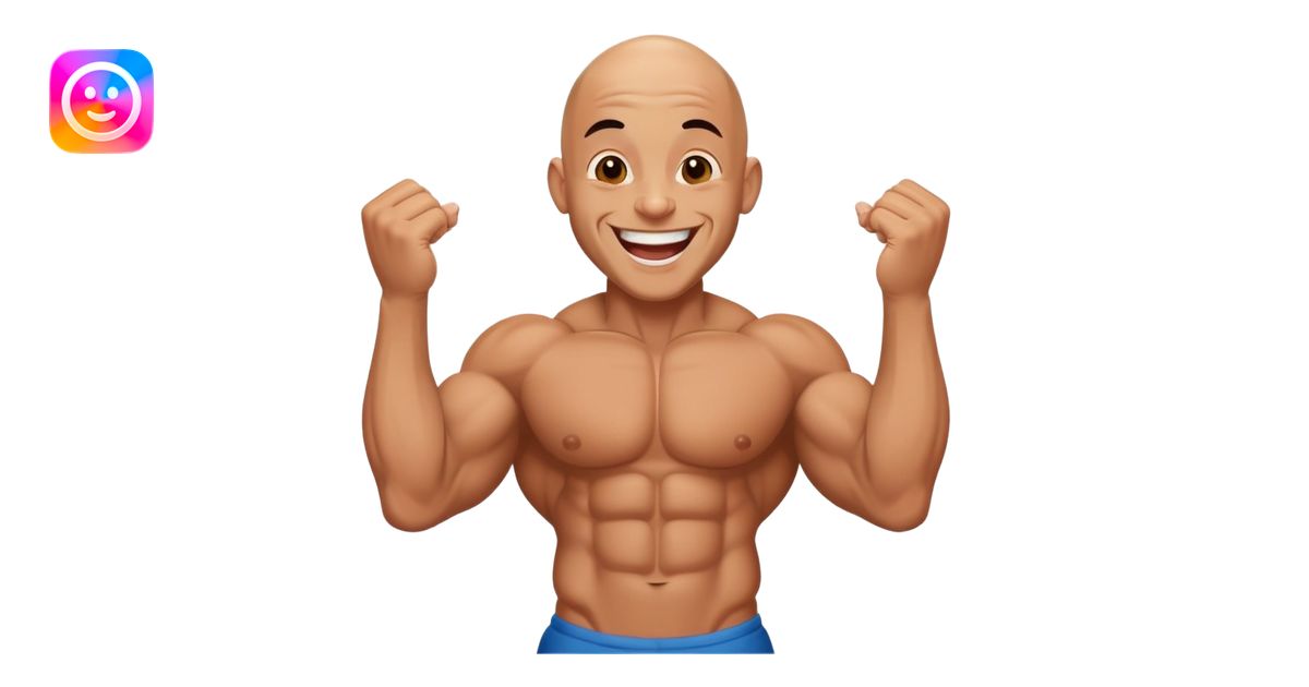 bodybuilder in a stringer bald and small laughing emoji | AI Emoji ...