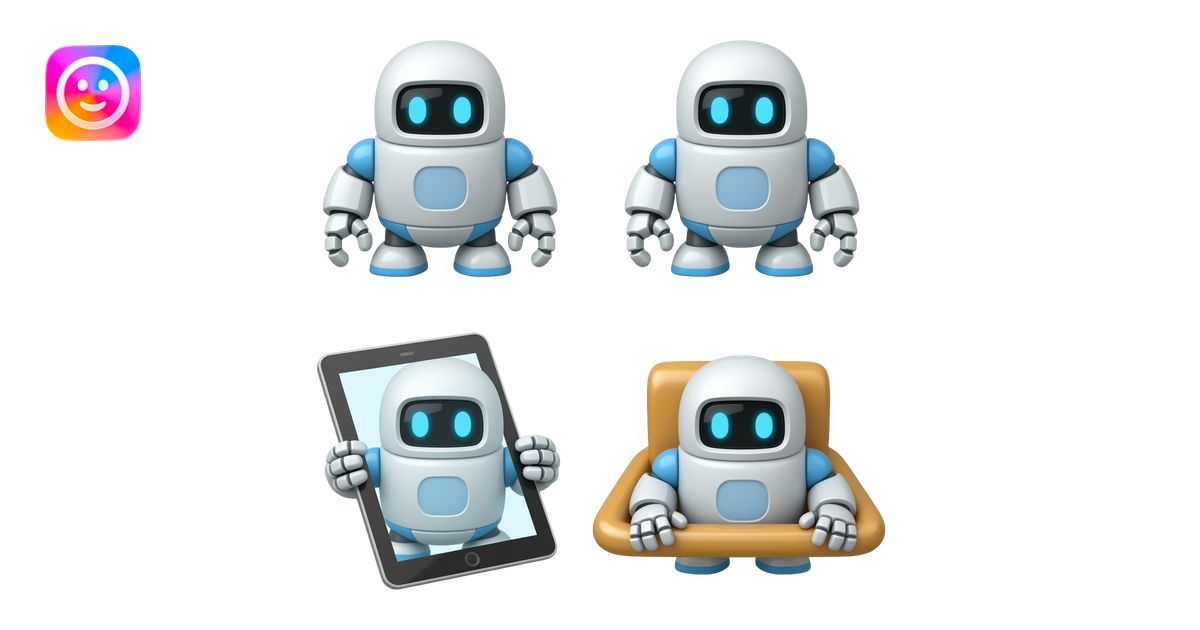 tablet digital y robot de suelo emoji | AI Emoji Generator
