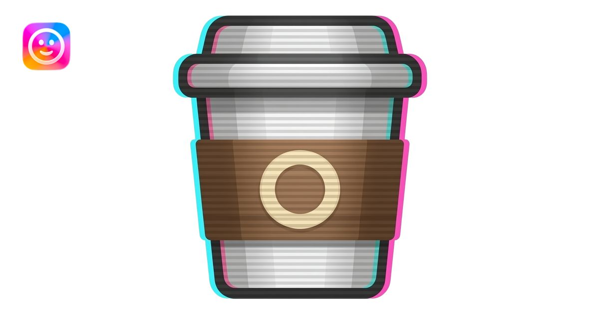 Glitch-style reaction icon: coffee cup with color channel shift ...