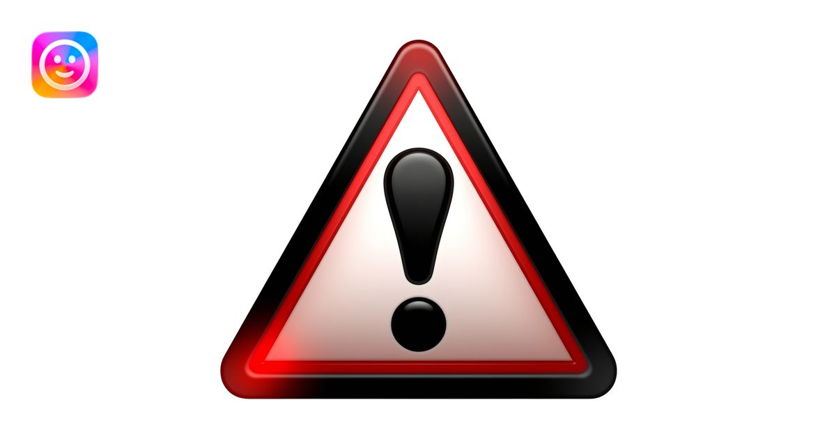 red and black caution symbol inside of an eye logo emoji | AI Emoji ...