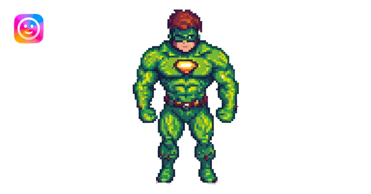 the Hulk, muscular green superhero, pixel art style emoji | AI Emoji ...