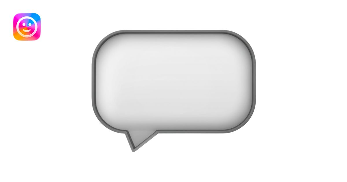 3d white messenger chat with grey outlines emoji | AI Emoji Generator
