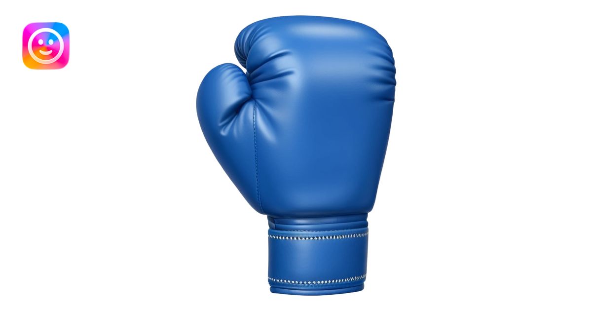 singular blue boxing glove with the back facing frontwards and pointed ...