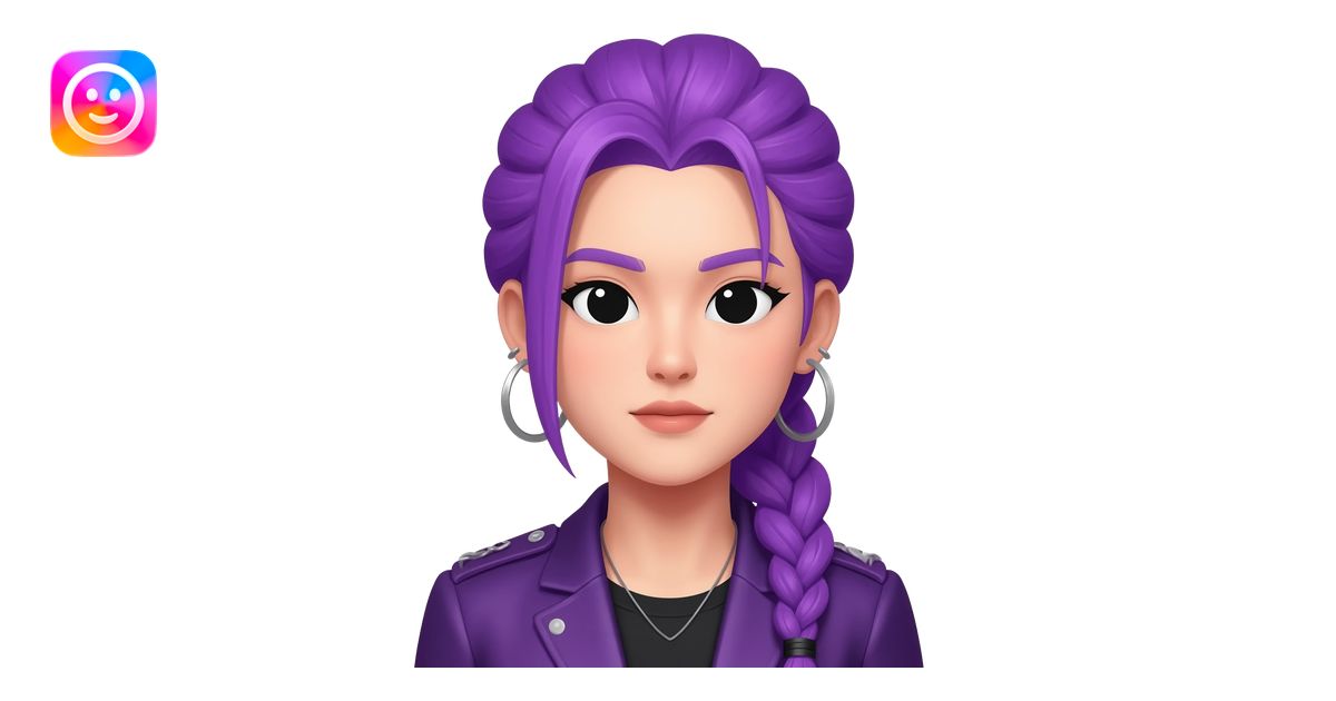 Rumi from K-pop demon hunters, purple braid emoji | AI Emoji Generator