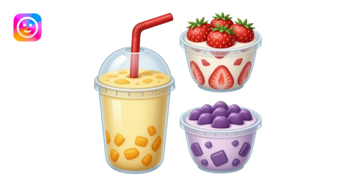 Mango Sago cup , strawberry sago cup , ube sago emoji | AI Emoji Generator