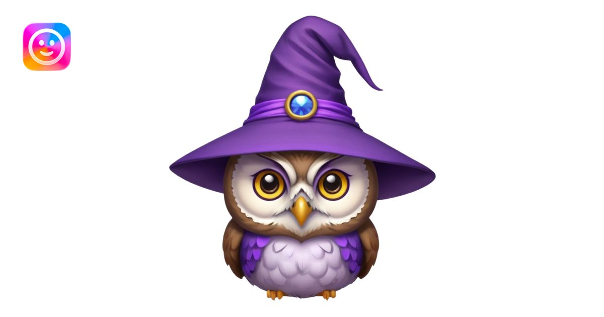 owl wear purple wicth hat emoji | AI Emoji Generator