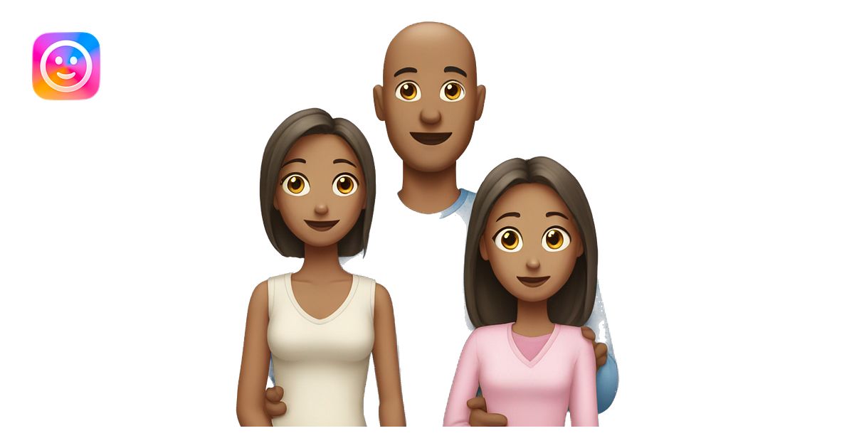 Bald Father Mother and two daughters emoji | AI Emoji Generator