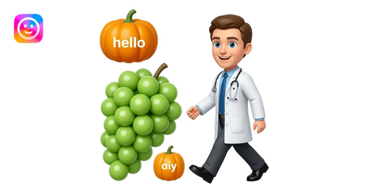Grapes walking hospital doctor pumpkins say hello emoji | AI Emoji ...