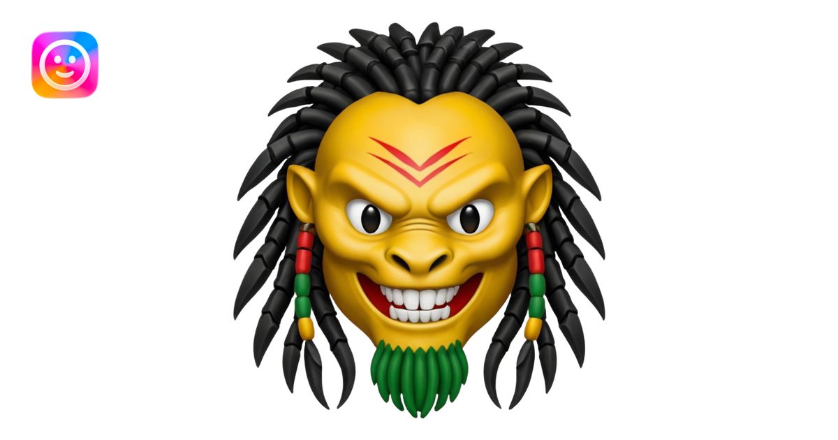 smiling predator from movie predator with rasta emoji | AI Emoji Generator