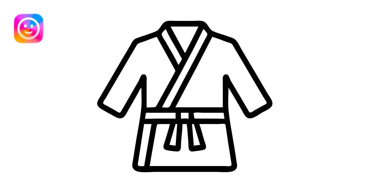 simple white karate gi uniform, black outline icon, no fill, clean ...