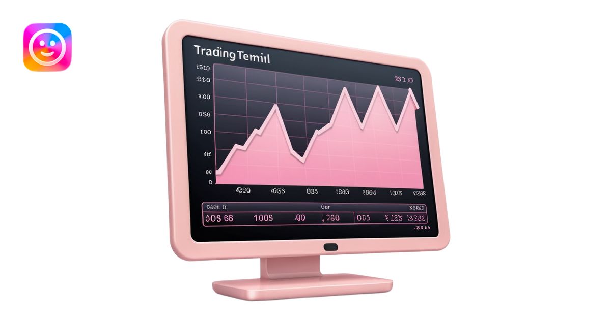 Light pink trading terminal screen, glowing chart softly, clean shadows ...