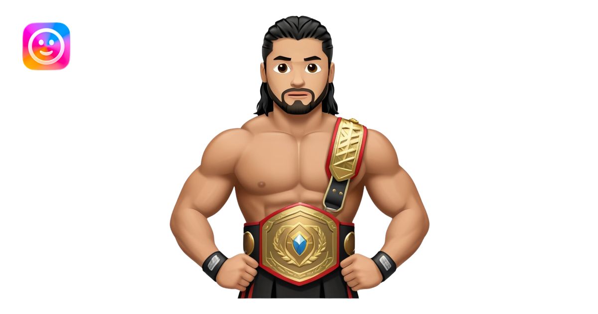 Roman Reigns WWE wrestler with championship belt emoji | AI Emoji Generator