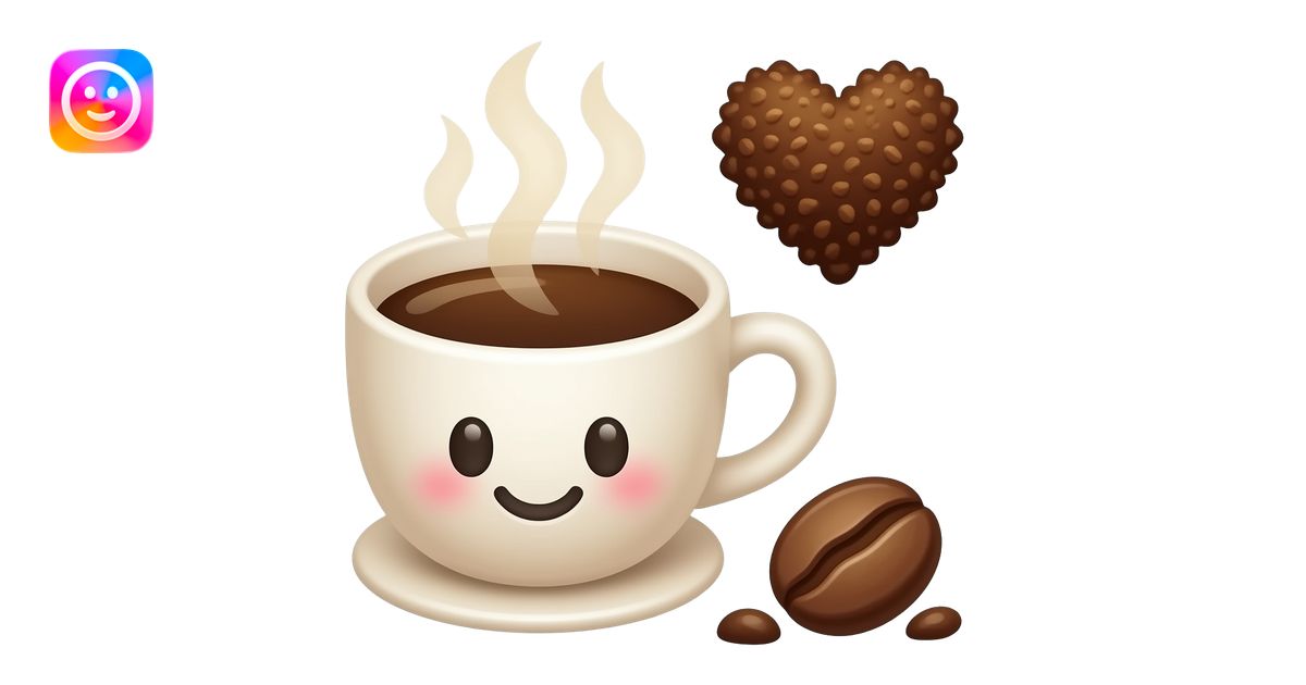 Cute reaction emojis in watercolor style: a steaming coffee cup with ...