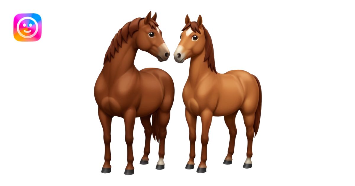 create an emoji of two horses one chestnut one a dark brown make them ...