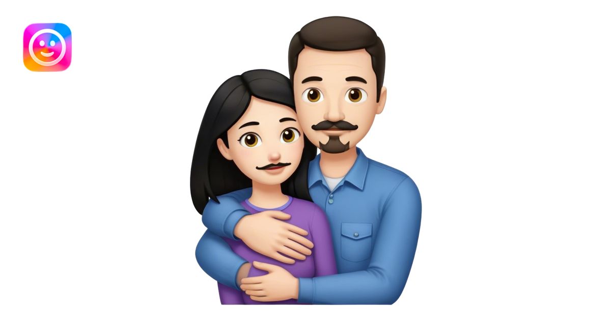Tall white man with thin dark brown hair mustache and goatee, hugging a ...