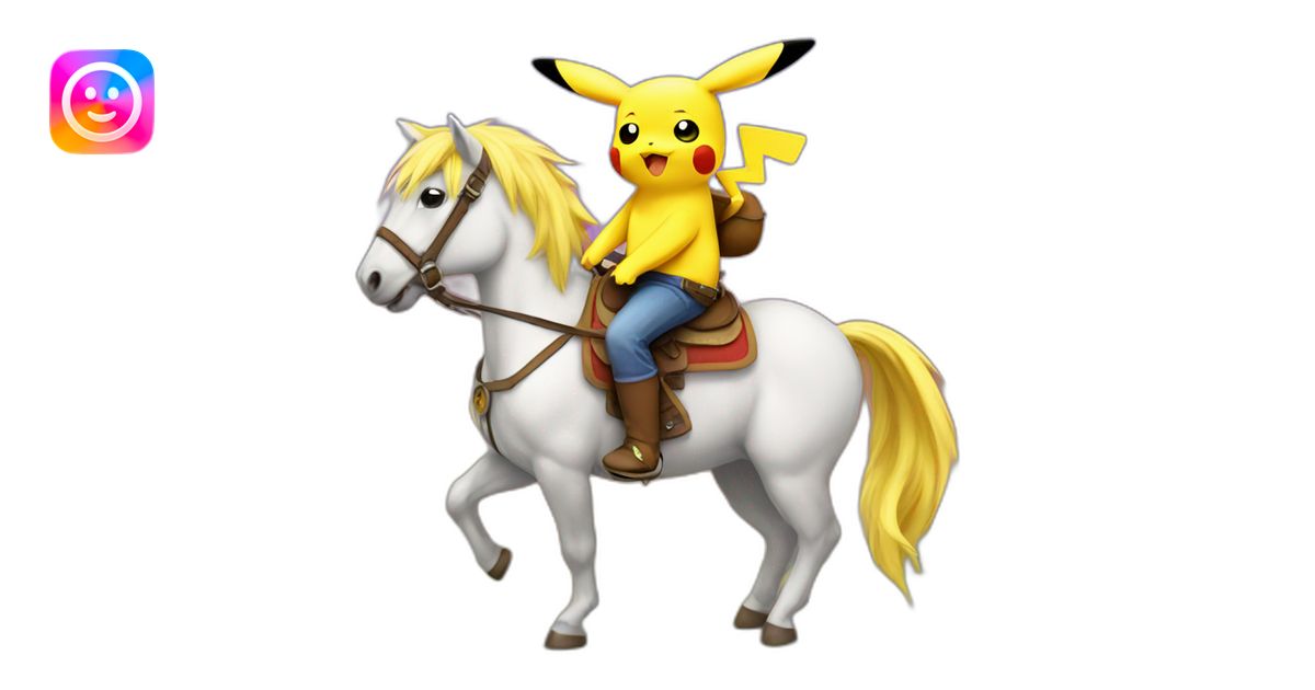 Pikachu riding a pony emoji | AI Emoji Generator