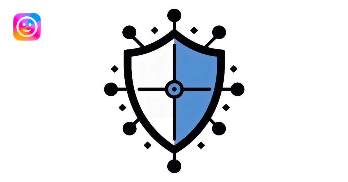 A secure network logo with shield and digital network nodes icon | AI ...