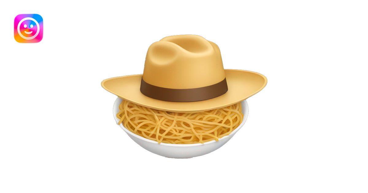 Bowl of spaghetti in a cowboy hat emoji | AI Emoji Generator
