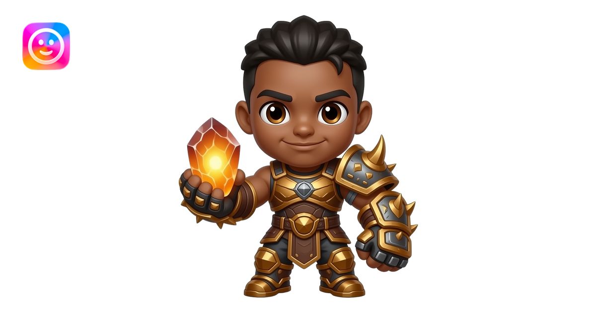 Chibi copper-skinned tectonic brawler, gauntlets made of heavy tectonic ...