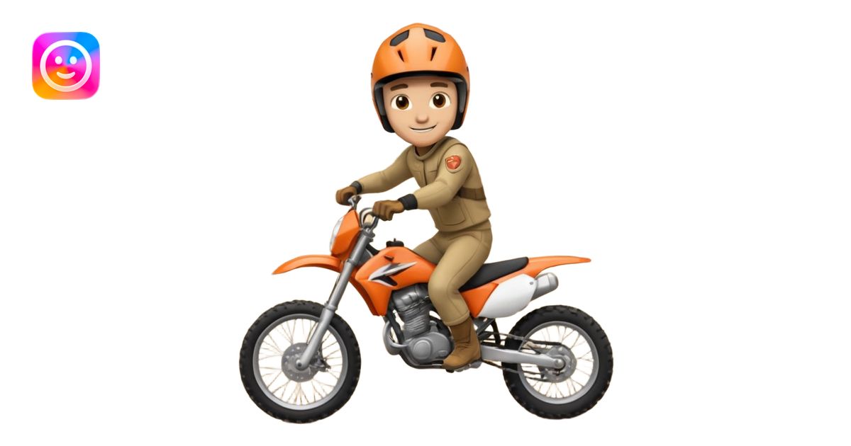 guy on dirtbike smiling for camera emoji | AI Emoji Generator