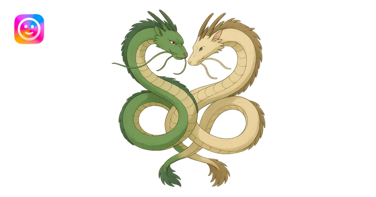 two intertwined serpents ghibli style illustration illustration | AI ...