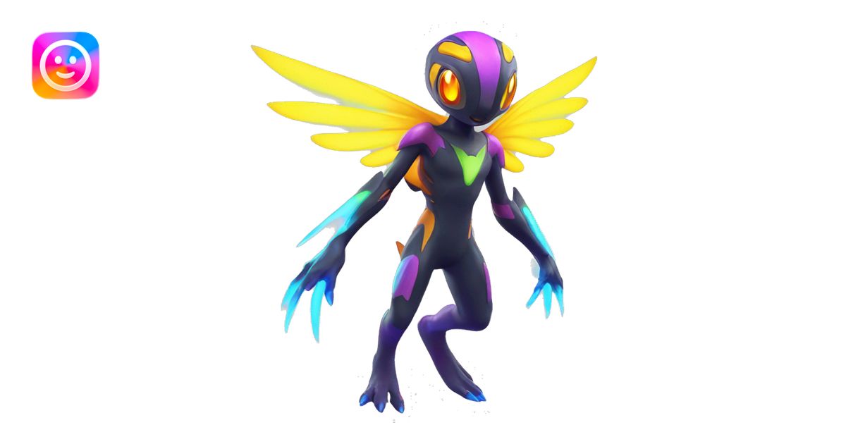 Colorful Neon Colors Vibrant Colors Flying Futuristic Fakémon-Pokémon ...