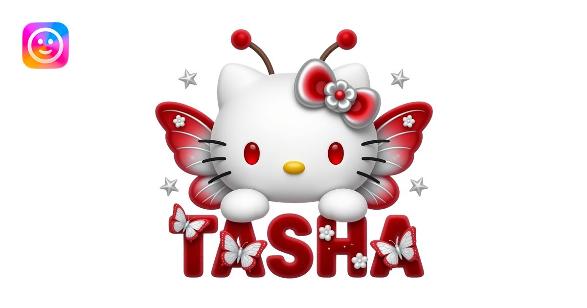 White velvety fur 3D hello kitty head, red eyes, red silver ombre 3D ...