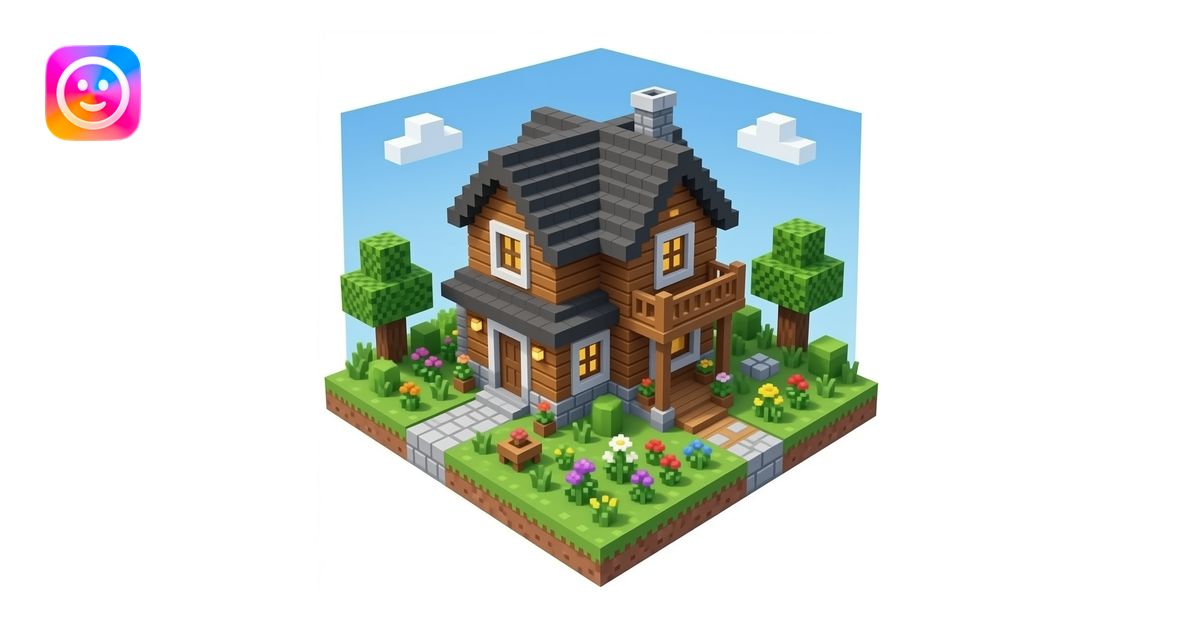 Minecraft dark oak house tutorial emoji | AI Emoji Generator