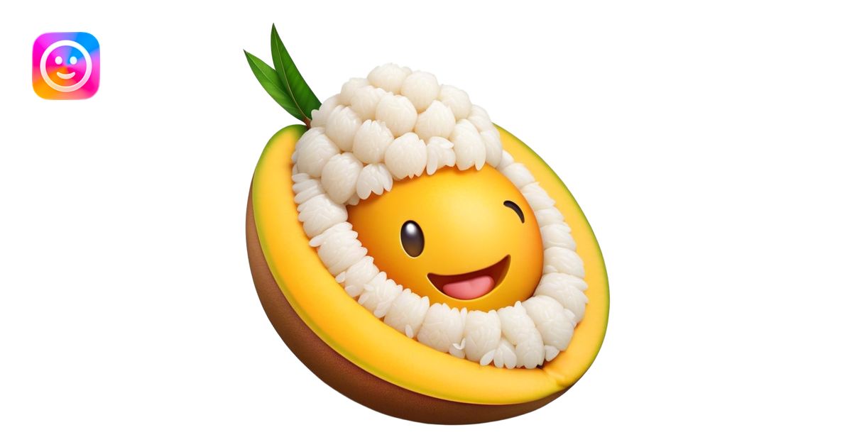 Cinematic Realistic Mango Sticky Rice Dessert Emoji, showcasing sweet ...