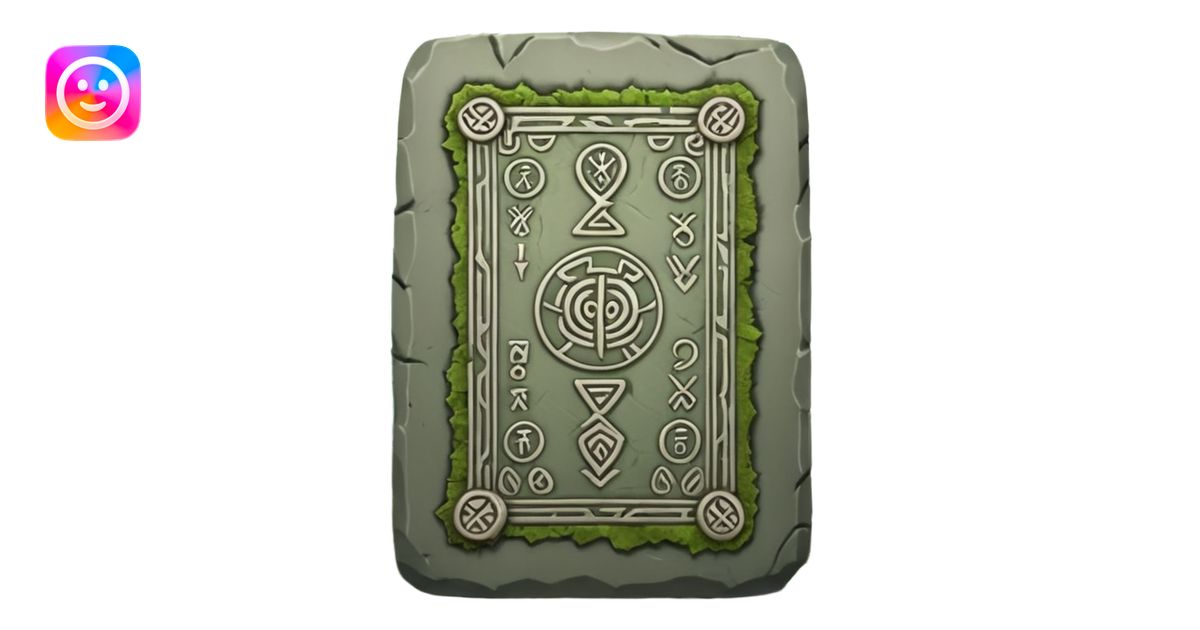 Stone Tablet – Carved gray slab with ancient runes in jungle emoji | AI ...