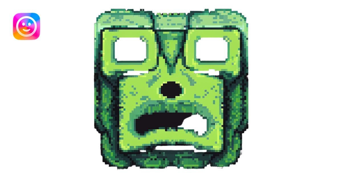 ultra-blocky minimal pixel art Minecraft creeper face with few large ...