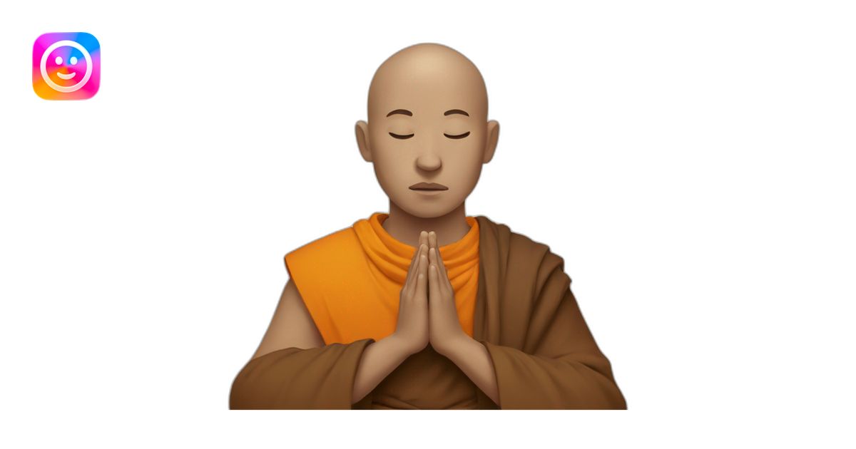 monk with two column dots on head is praying emoji | AI Emoji Generator