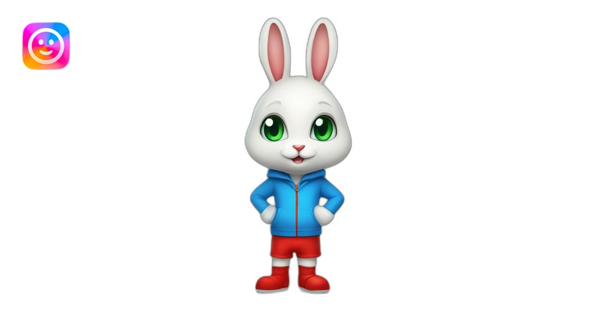 Blue humanoid rabbit with red shorts and white gloves with green eyes ...