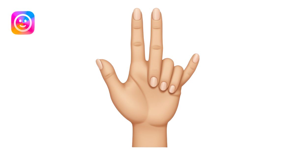 A hand with only the thumb pointy and middle finger raised emoji | AI ...