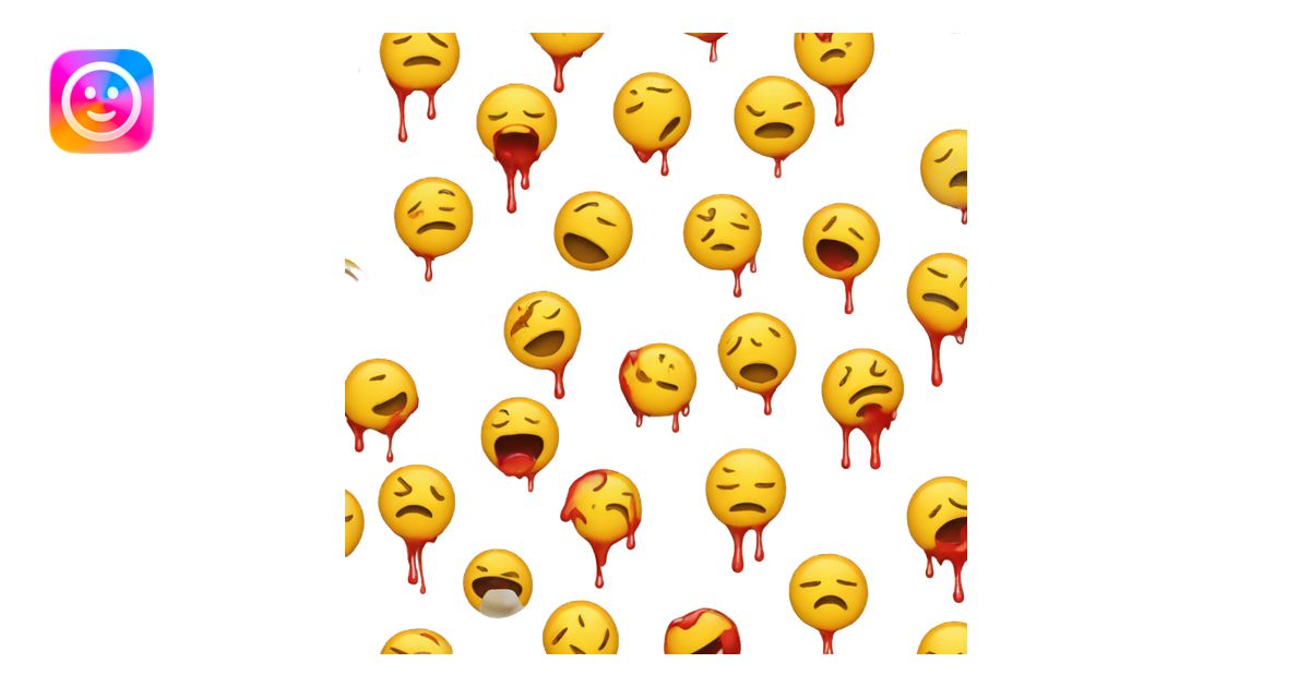Yellow emoji crying blood emoji | AI Emoji Generator