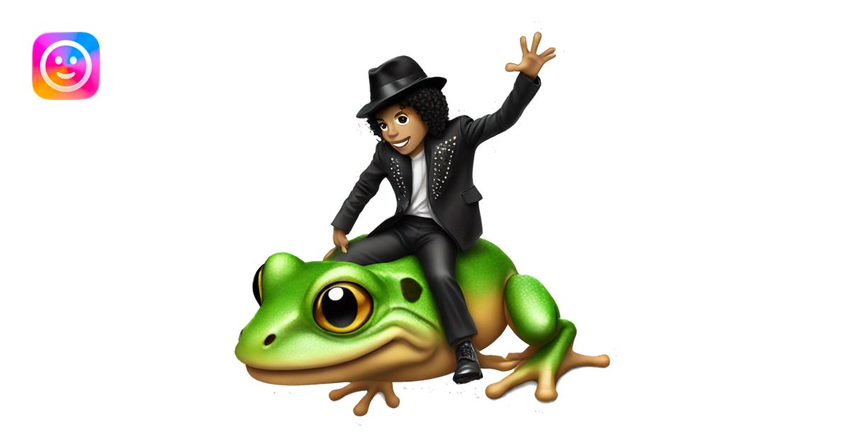 Michael Jackson riding a frog emoji | AI Emoji Generator
