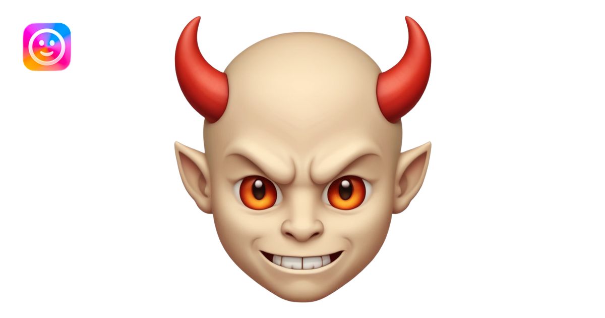 Demon cartoon emoji character, head and shoulders portrait (chest-up ...