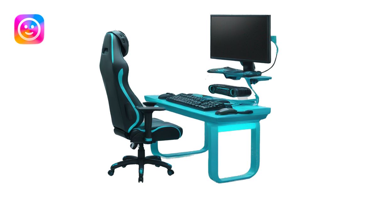 Cyan gaming setup emoji | AI Emoji Generator