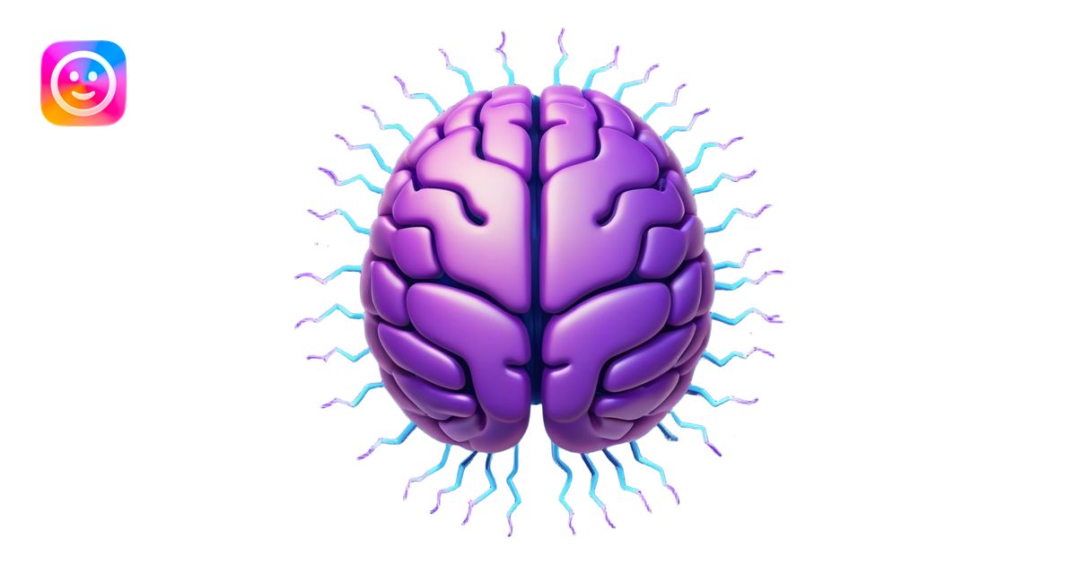 AI-themed emoji: a glowing digital brain with blue and purple neural ...