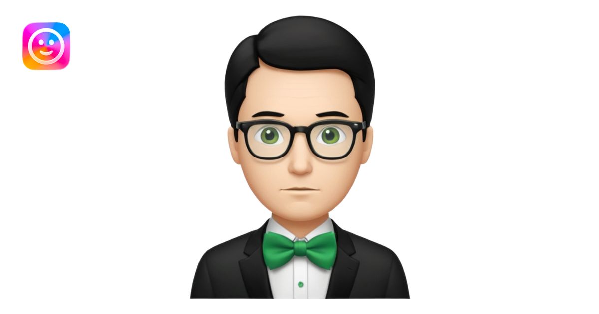 A male nerd with glasses and shoulder length black hair slicked back ...