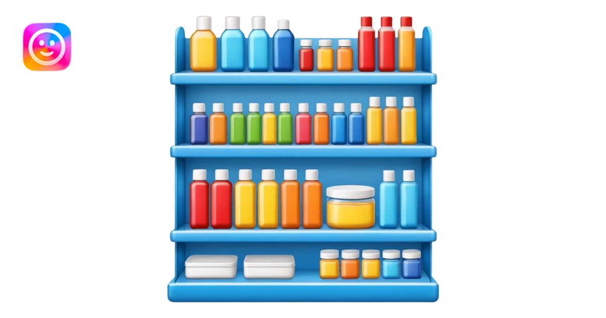 store display shelf with stuff organized lines emoji | AI Emoji Generator
