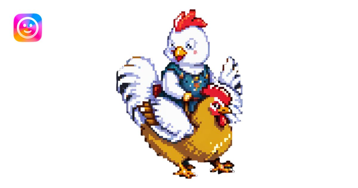 chicken jockey small character riding a chicken illustration | AI Emoji ...