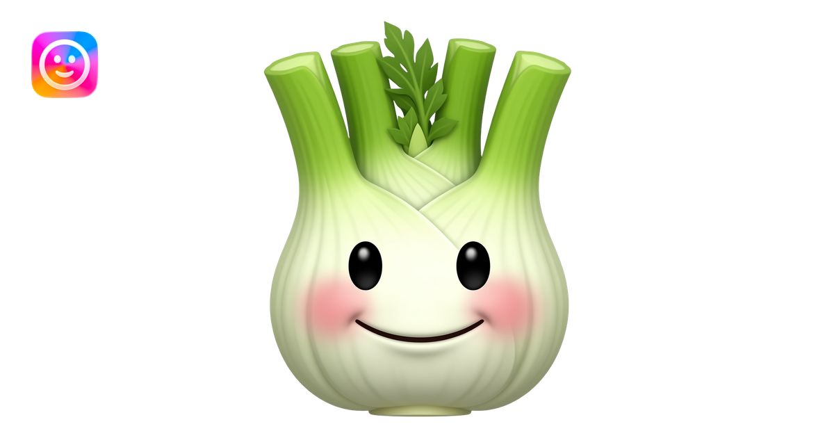 Fenouil rond joues roses qui sourit, bouche en smirk emoji | AI Emoji ...